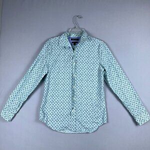 Banana Republic Shirt Men Size Medium Button Down Grant Fit Floral Aqua Blue